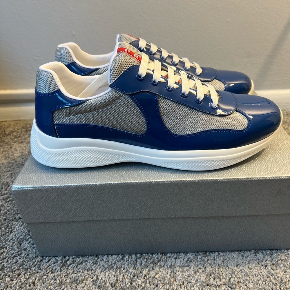 Prada Blue and Gray Sneakers Sleek Modern Design